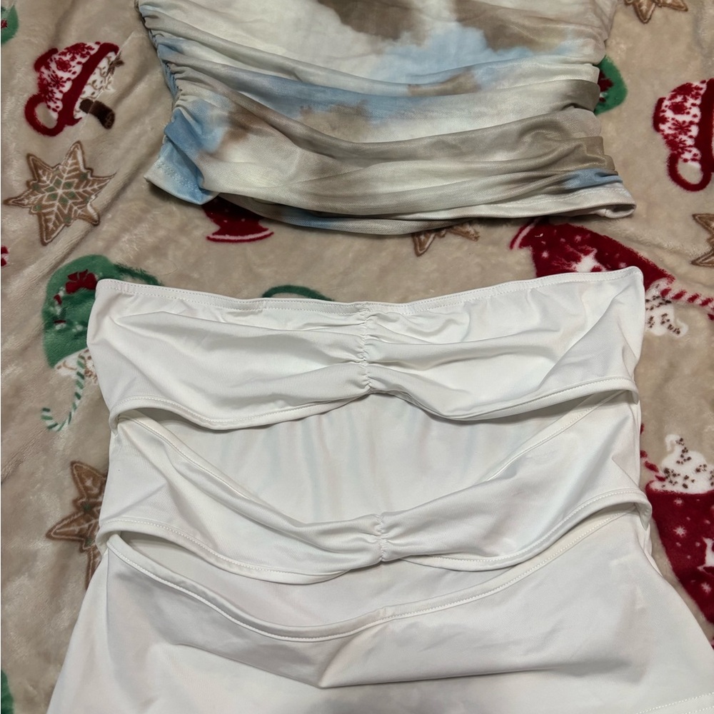 SHEIN White and Multicolor Crop Tops